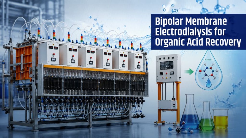 Bipolar membrane electrodialysis stack installed at an organic acid plant